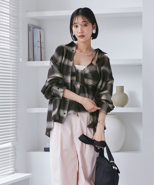 オンブレチェックオーバーシャツ