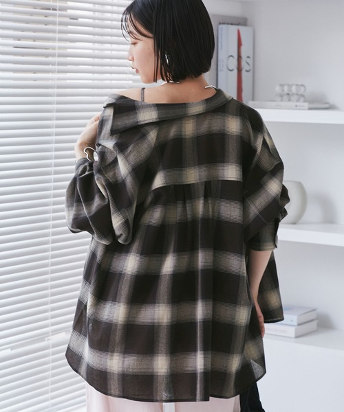オンブレチェックオーバーシャツ