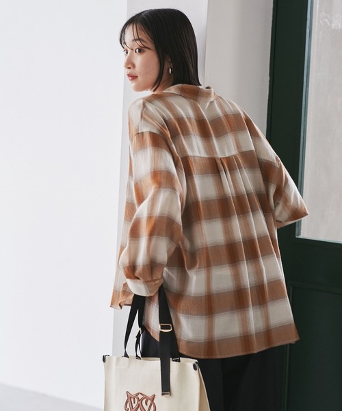 オンブレチェックオーバーシャツ