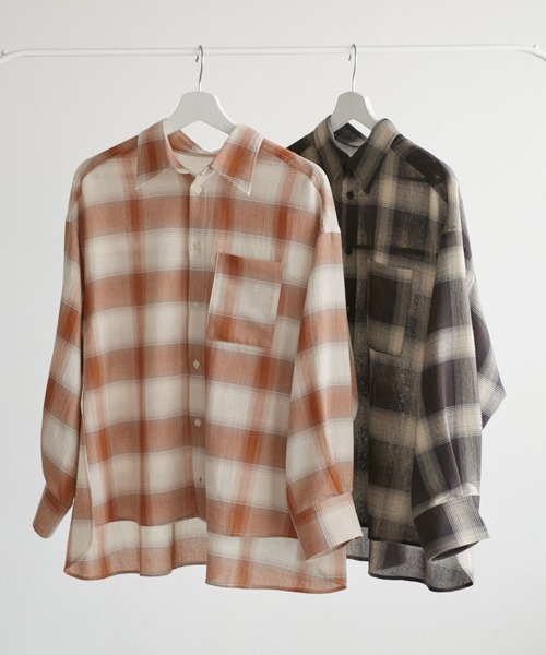 オンブレチェックオーバーシャツ