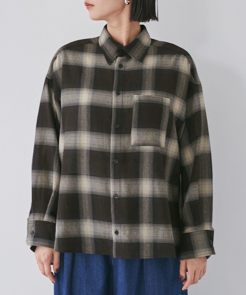 オンブレチェックオーバーシャツ（シャツ/ブラウス）｜VIS（ビス）の