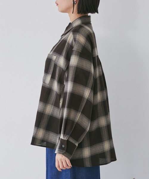 オンブレチェックオーバーシャツ