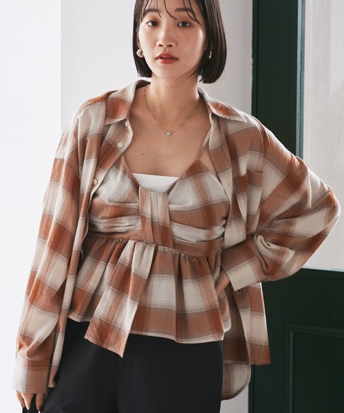 VIS（ビス）の「オンブレチェックオーバーシャツ（シャツ/ブラウス・レディース・ベージュ系その他/ブラック系その他・FREE）」の10枚目の写真