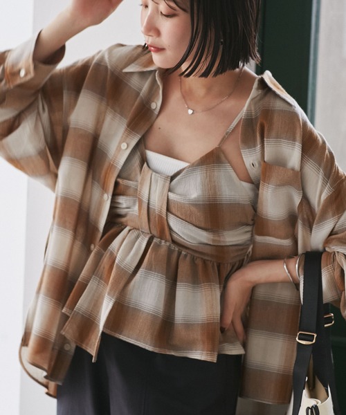 VIS（ビス）の「オンブレチェックオーバーシャツ（シャツ/ブラウス・レディース・ベージュ系その他/ブラック系その他・FREE）」の12枚目の写真
