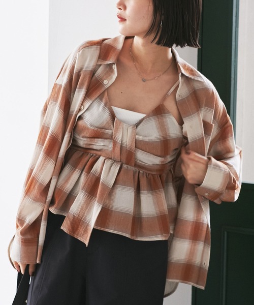 VIS（ビス）の「オンブレチェックオーバーシャツ（シャツ/ブラウス・レディース・ベージュ系その他/ブラック系その他・FREE）」の3枚目の写真