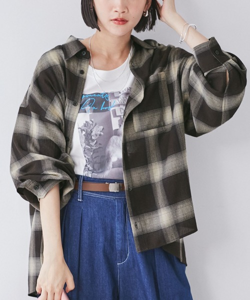 オンブレチェックオーバーシャツ（シャツ/ブラウス）｜VIS（ビス