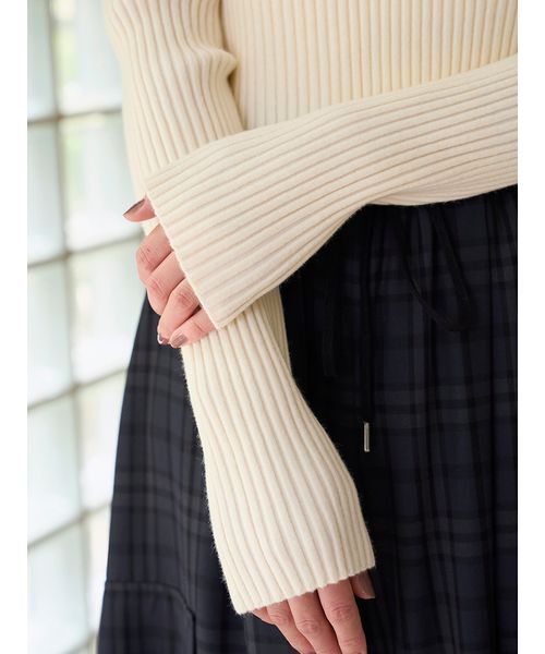 ショルダーリボンオフショルニットプルオーバー（ニット/セーター