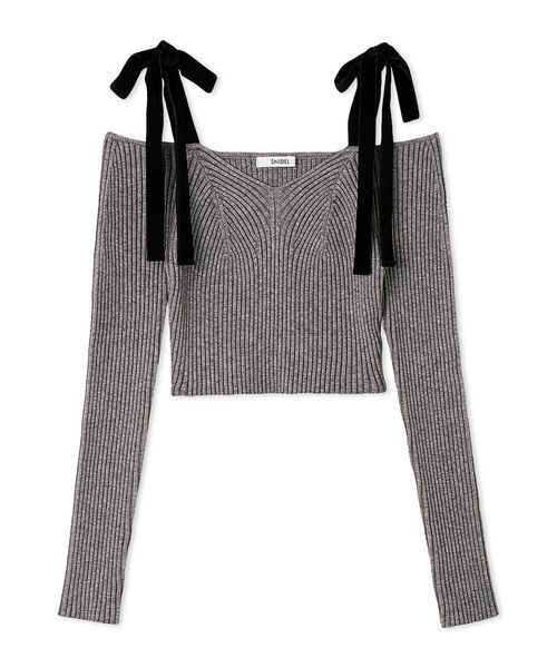 SNIDEL(スナイデル)の「ショルダーリボンオフショルニットプルオーバー(ニット/セーター・レディース・ピンク/グレー/アイボリー・F)」の21枚目の写真