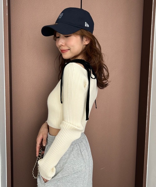 ショルダーリボンオフショルニットプルオーバー（ニット