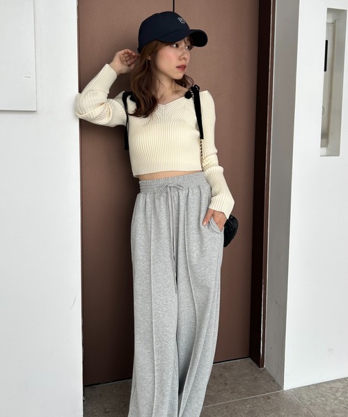 ショルダーリボンオフショルニットプルオーバー（ニット/セーター