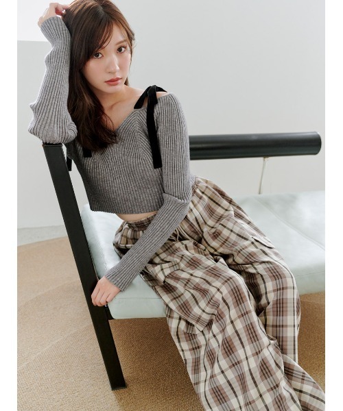 値下中！【新品・未着用】スナイデル ショルダーリボンオフショルニットプルオーバー ショルダーリボンオフショルニットプルオーバー（ニット