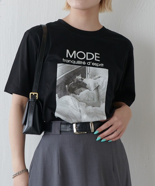 Lui's（ルイス）の「シルケットフォトT sleepy（Tシャツ/カットソー・レディース・ブラック/オフホワイト/チャコールグレー・FREE）」の3枚目の写真