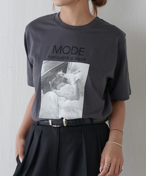 Lui's（ルイス）の「シルケットフォトT sleepy（Tシャツ/カットソー・レディース・ブラック/オフホワイト/チャコールグレー・FREE）」の11枚目の写真