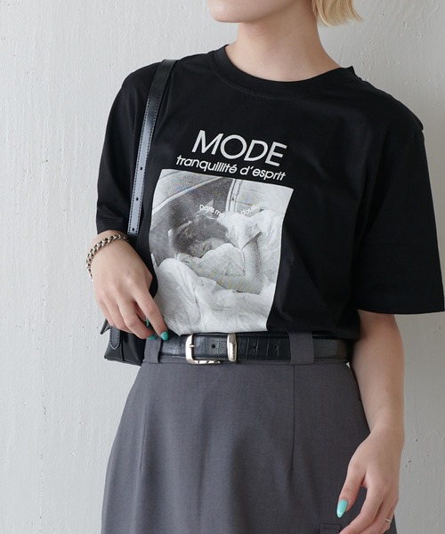 Lui's（ルイス）の「シルケットフォトT sleepy（Tシャツ/カットソー・レディース・ブラック/オフホワイト/チャコールグレー・FREE）」の19枚目の写真