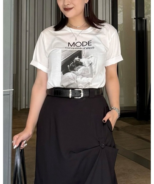 Lui's（ルイス）の「シルケットフォトT sleepy（Tシャツ/カットソー・レディース・ブラック/オフホワイト/チャコールグレー・FREE）」の4枚目の写真