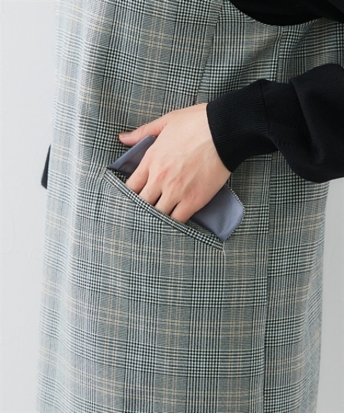 7days Life Styling（セブンデイズライフスタイリング）の「ウール調Vネックジャンパースカート（しわになりにくい・洗濯機OK）<大きいサイズ有>（ジャンパースカート・レディース・チャコール/チェック・3L/LL/L/M）」の13枚目の写真