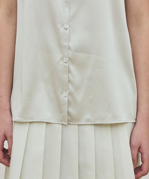 【DES PRES デプレ】シルク シャツ セール】シルクストレッチサテン スカーフネックブラウス（シャツ