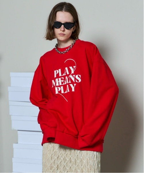 セール】Silicon Print Sweatshirt/シリコンプリントスウェット