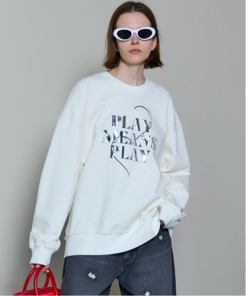 MAISON SPECIAL（メゾンスペシャル）の「Silicon Print Sweatshirt/シリコンプリントスウェット（スウェット・レディース・イエロー/レッド/ブラック/ホワイト・FREE）」の2枚目の写真
