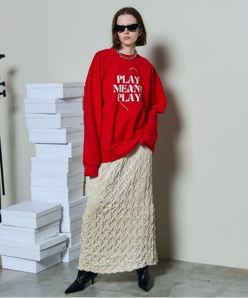MAISON SPECIAL（メゾンスペシャル）の「Silicon Print Sweatshirt/シリコンプリントスウェット（スウェット・レディース・イエロー/レッド/ブラック/ホワイト・FREE）」の5枚目の写真