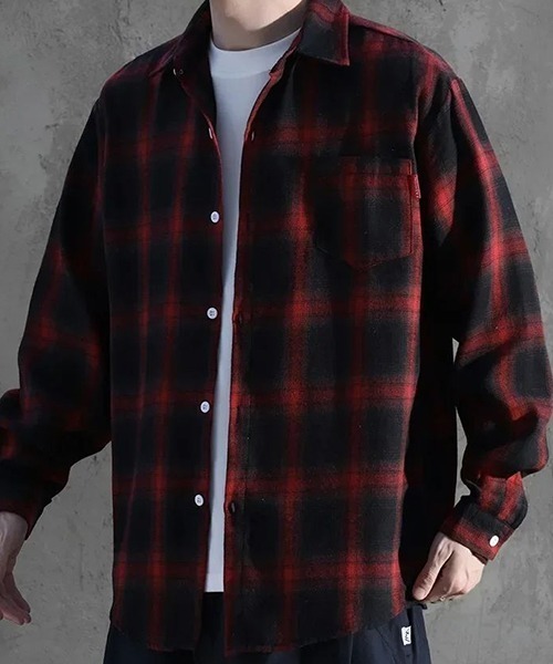 Mayree（メイリー）の「オンブレチェックシャツ(NEZ)（シャツ/ブラウス・メンズ・ブルー/ブラック/レッド・FREE）」の3枚目の写真