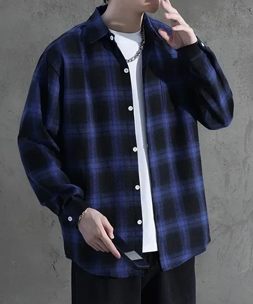 Mayree（メイリー）の「オンブレチェックシャツ(NEZ)（シャツ/ブラウス・メンズ・ブルー/ブラック/レッド・FREE）」の13枚目の写真