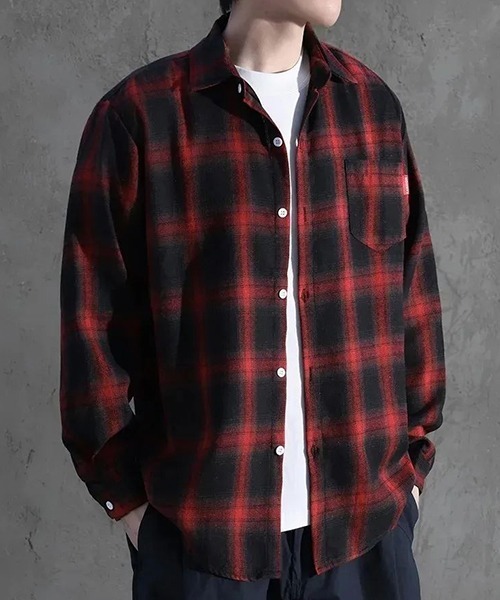 Mayree（メイリー）の「オンブレチェックシャツ(NEZ)（シャツ/ブラウス・メンズ・ブルー/ブラック/レッド・FREE）」の8枚目の写真