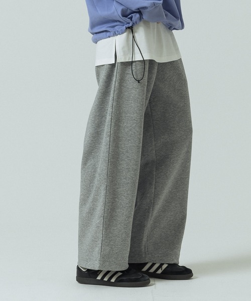 SLICK（スリック）の「【SLICK/スリック】Double Air Knit Sweat Wide Pants/ダンボールニットワイドパンツ/スウェット/セットアップ（スウェットパンツ・メンズ・ヘザーグレー/ブラック/ブラウン・1/2/3）」の2枚目の写真