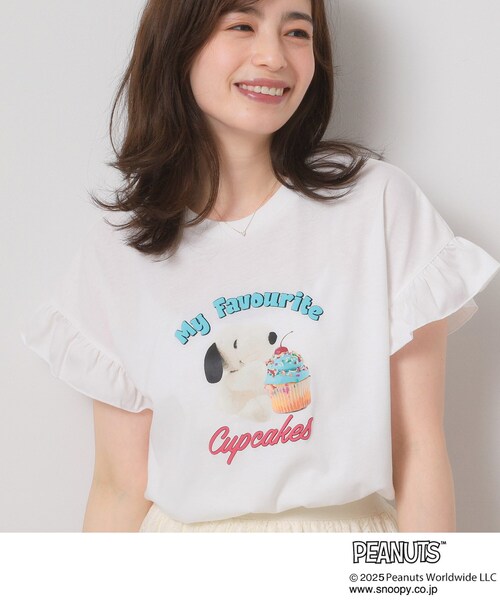 PEANUTS(ピーナッツ)の「◆PEANUTS別注フリル袖Tシャツ(Tシャツ/カットソー・レディース・グリーン系/ベビーピンク/オフホワイト・00)」の22枚目の写真