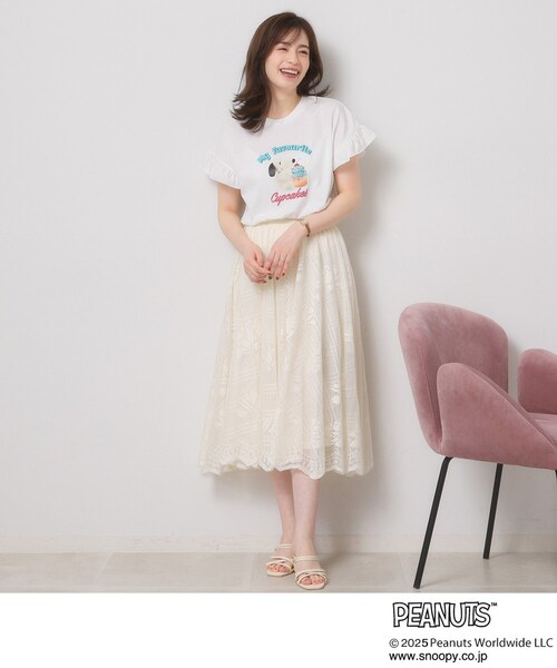PEANUTS(ピーナッツ)の「◆PEANUTS別注フリル袖Tシャツ(Tシャツ/カットソー・レディース・グリーン系/ベビーピンク/オフホワイト・00)」の20枚目の写真