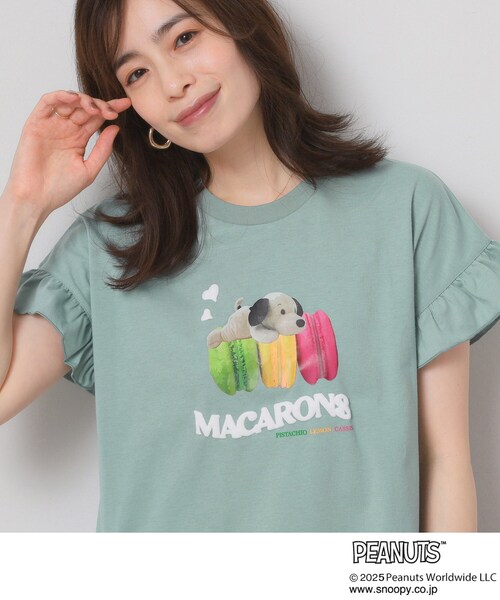 PEANUTS(ピーナッツ)の「◆PEANUTS別注フリル袖Tシャツ(Tシャツ/カットソー・レディース・グリーン系/ベビーピンク/オフホワイト・00)」の18枚目の写真