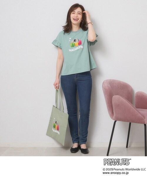PEANUTS(ピーナッツ)の「◆PEANUTS別注フリル袖Tシャツ(Tシャツ/カットソー・レディース・グリーン系/ベビーピンク/オフホワイト・00)」の16枚目の写真