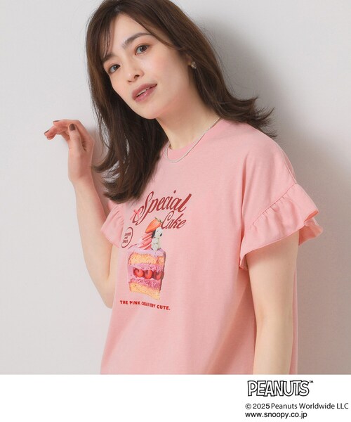 PEANUTS(ピーナッツ)の「◆PEANUTS別注フリル袖Tシャツ(Tシャツ/カットソー・レディース・グリーン系/ベビーピンク/オフホワイト・00)」の14枚目の写真