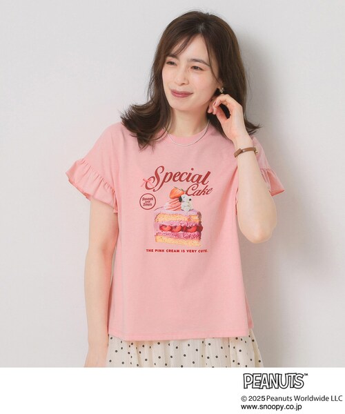 PEANUTS(ピーナッツ)の「◆PEANUTS別注フリル袖Tシャツ(Tシャツ/カットソー・レディース・グリーン系/ベビーピンク/オフホワイト・00)」の13枚目の写真