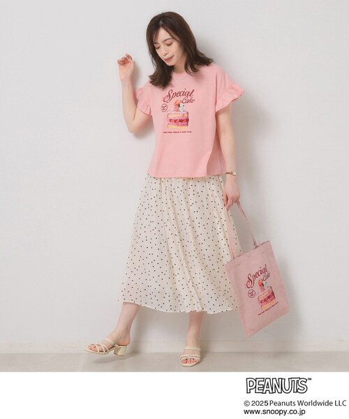 PEANUTS(ピーナッツ)の「◆PEANUTS別注フリル袖Tシャツ(Tシャツ/カットソー・レディース・グリーン系/ベビーピンク/オフホワイト・00)」の12枚目の写真