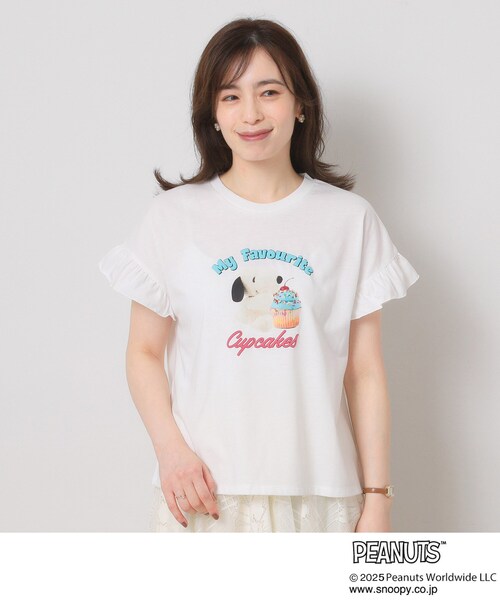 PEANUTS(ピーナッツ)の「◆PEANUTS別注フリル袖Tシャツ(Tシャツ/カットソー・レディース・グリーン系/ベビーピンク/オフホワイト・00)」の10枚目の写真
