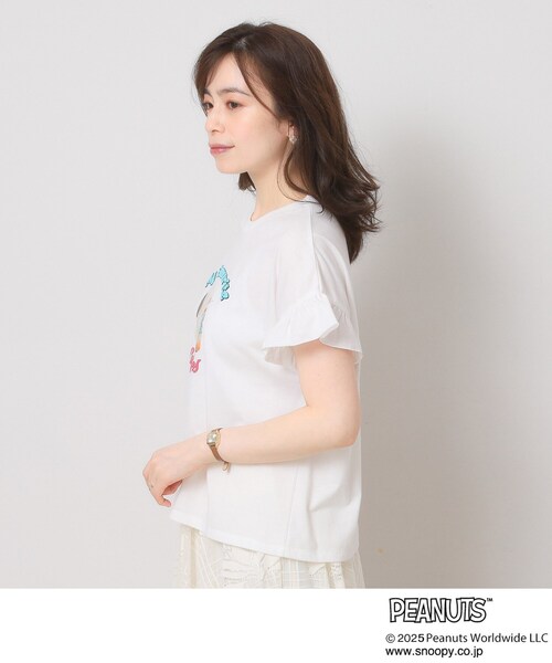 PEANUTS(ピーナッツ)の「◆PEANUTS別注フリル袖Tシャツ(Tシャツ/カットソー・レディース・グリーン系/ベビーピンク/オフホワイト・00)」の9枚目の写真