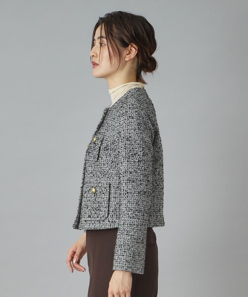DRESSTERIOR（ドレステリア）の「◆【セットアップ可】ツイード ノーカラージャケット（ノーカラージャケット・レディース・グレー/ブラック・36/34/38）」の13枚目の写真