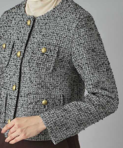 DRESSTERIOR（ドレステリア）の「◆【セットアップ可】ツイード ノーカラージャケット（ノーカラージャケット・レディース・グレー/ブラック・36/34/38）」の5枚目の写真