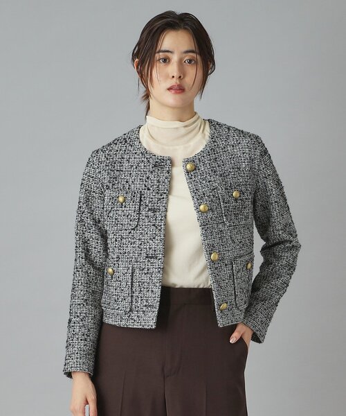 DRESSTERIOR（ドレステリア）の「◆【セットアップ可】ツイード ノーカラージャケット（ノーカラージャケット・レディース・グレー/ブラック・36/34/38）」の14枚目の写真
