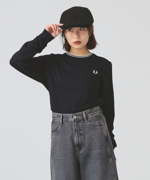 FRED PERRY(フレッドペリー)の「FRED PERRY / ツイン ティップド ロングスリーブ Tシャツ(Tシャツ/カットソー・レディース・ネイビー/ブラック/ホワイト・SMALL)」の1枚目の写真