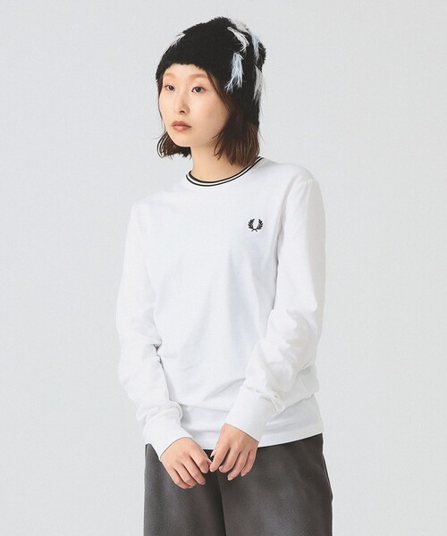 FRED PERRY(フレッドペリー)の「FRED PERRY / ツイン ティップド ロングスリーブ Tシャツ(Tシャツ/カットソー・レディース・ネイビー/ブラック/ホワイト・SMALL)」の2枚目の写真
