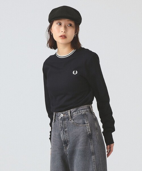 FRED PERRY(フレッドペリー)の「FRED PERRY / ツイン ティップド ロングスリーブ Tシャツ(Tシャツ/カットソー・レディース・ネイビー/ブラック/ホワイト・SMALL)」の6枚目の写真