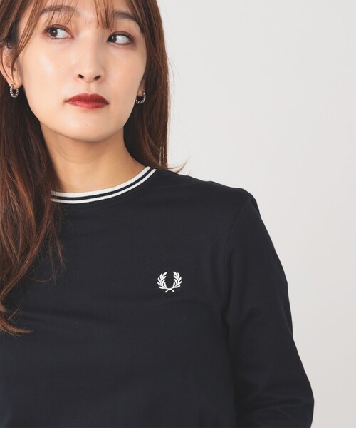 FRED PERRY(フレッドペリー)の「FRED PERRY / ツイン ティップド ロングスリーブ Tシャツ(Tシャツ/カットソー・レディース・ネイビー/ブラック/ホワイト・SMALL)」の10枚目の写真