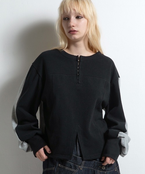 AULA AILA(アウラアイラ)の「2WAYキーネックプルオーバー(Tシャツ/カットソー・レディース・ブラック/ネイビー/ライトグレー・0)」の13枚目の写真