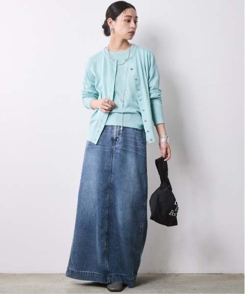 ソフトデニムマキシスカート＜大きいサイズ有＞シックスタイル（デニム