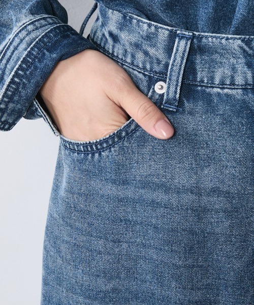 CHIC STYLE(シックスタイル)の「ソフトデニムマキシスカート<大きいサイズ有>シックスタイル(デニムスカート・レディース・ブルー系/ブラック系・M/L/LL/3L/4L/5L)」の12枚目の写真