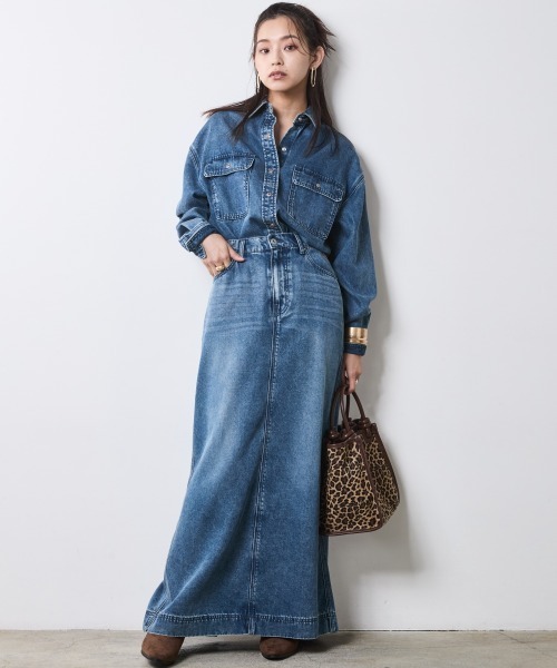 CHIC STYLE(シックスタイル)の「ソフトデニムマキシスカート<大きいサイズ有>シックスタイル(デニムスカート・レディース・ブルー系/ブラック系・M/L/LL/3L/4L/5L)」の3枚目の写真