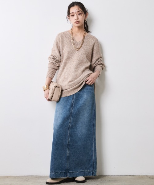 CHIC STYLE(シックスタイル)の「ソフトデニムマキシスカート<大きいサイズ有>シックスタイル(デニムスカート・レディース・ブルー系/ブラック系・M/L/LL/3L/4L/5L)」の20枚目の写真