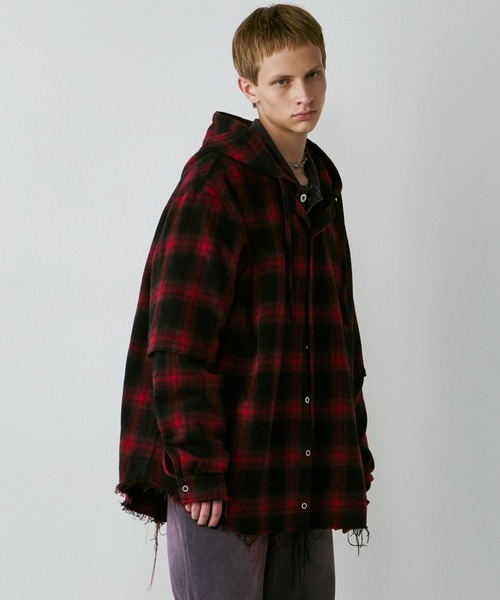 AIVER(アイバー)の「AIVER レイヤードオンブレチェックシャツ(シャツ/ブラウス・メンズ・ブラック/ブルー/レッド/ダークブラック・SMALL/MEDIUM/LARGE)」の18枚目の写真